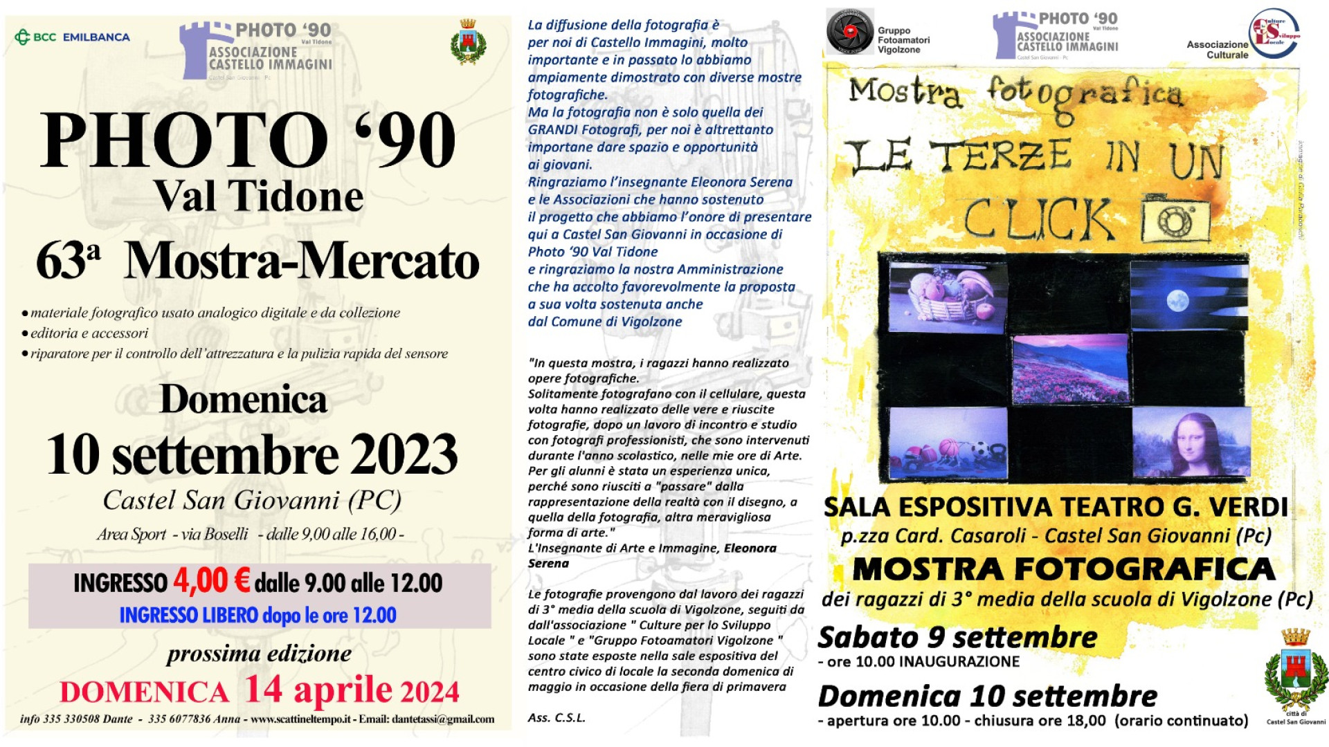 "Le terze in un click", a Castello mostra fotografica degli alunni di Vigolzone