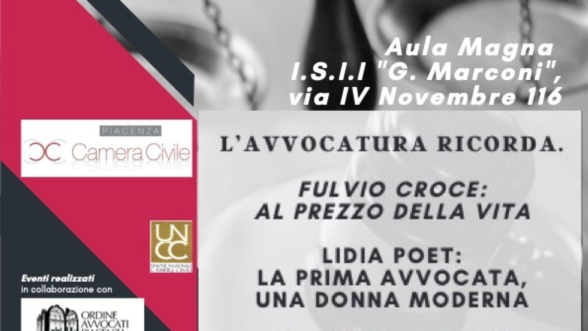 Decennale camera civile degli avvocati: evento dedicato a Croce e Poet