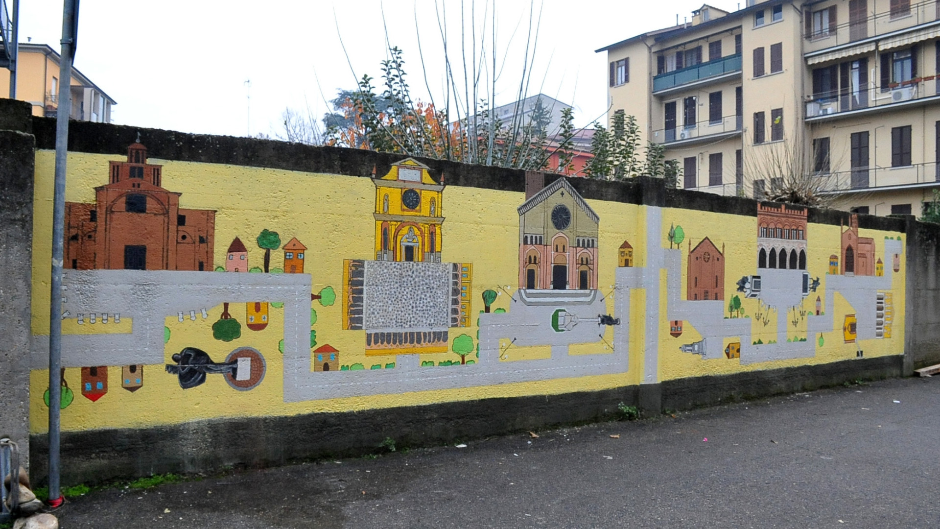 Le bellezze di Piacenza in un murales realizzato dagli studenti delle elementari
