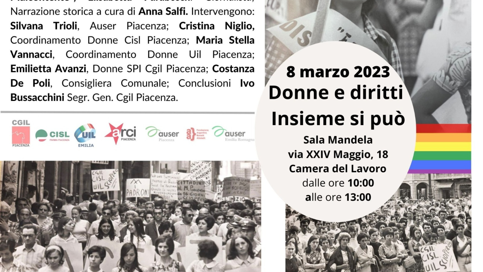 "Donne e diritti, insieme si può. Le conquiste nel lavoro e nella società". Cgil e l'8 marzo