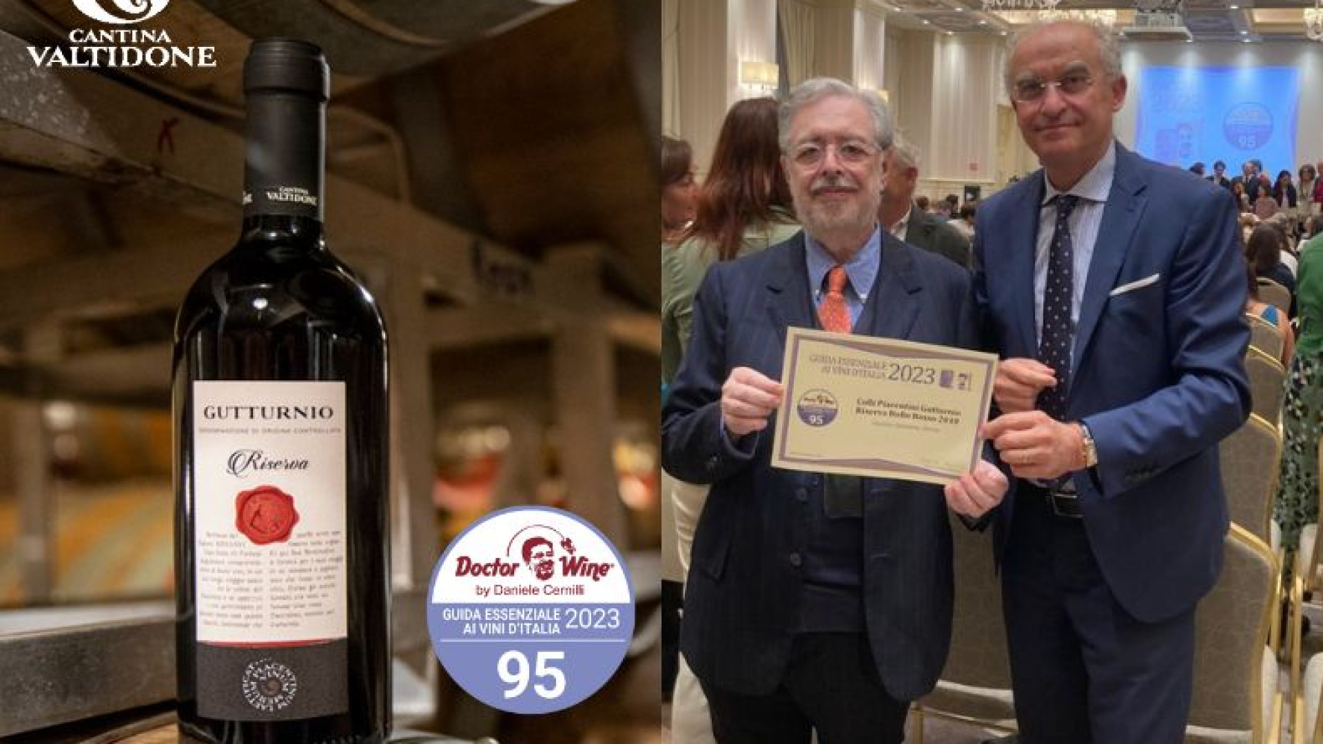 Con 95/100 Doctor Wine premia il gutturnio Doc Valtidone con il "faccino"