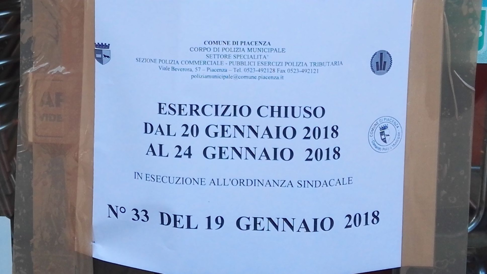 Sicurezza urbana, 5 giorni di chiusura per un locale di via Torricella
