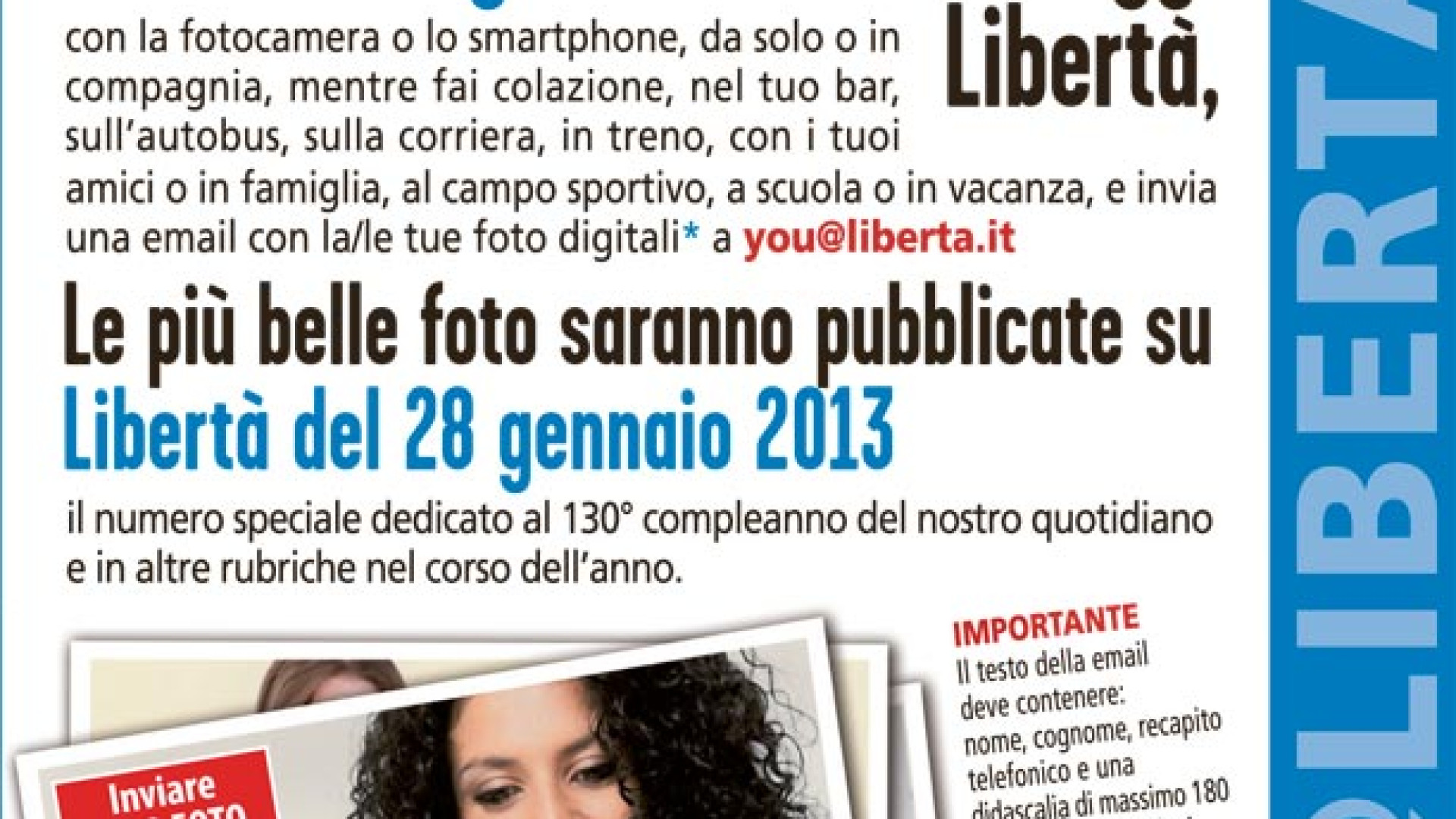 Fotografati mentre leggi Libertà: il 28 gennaio lo speciale sui 130 anni