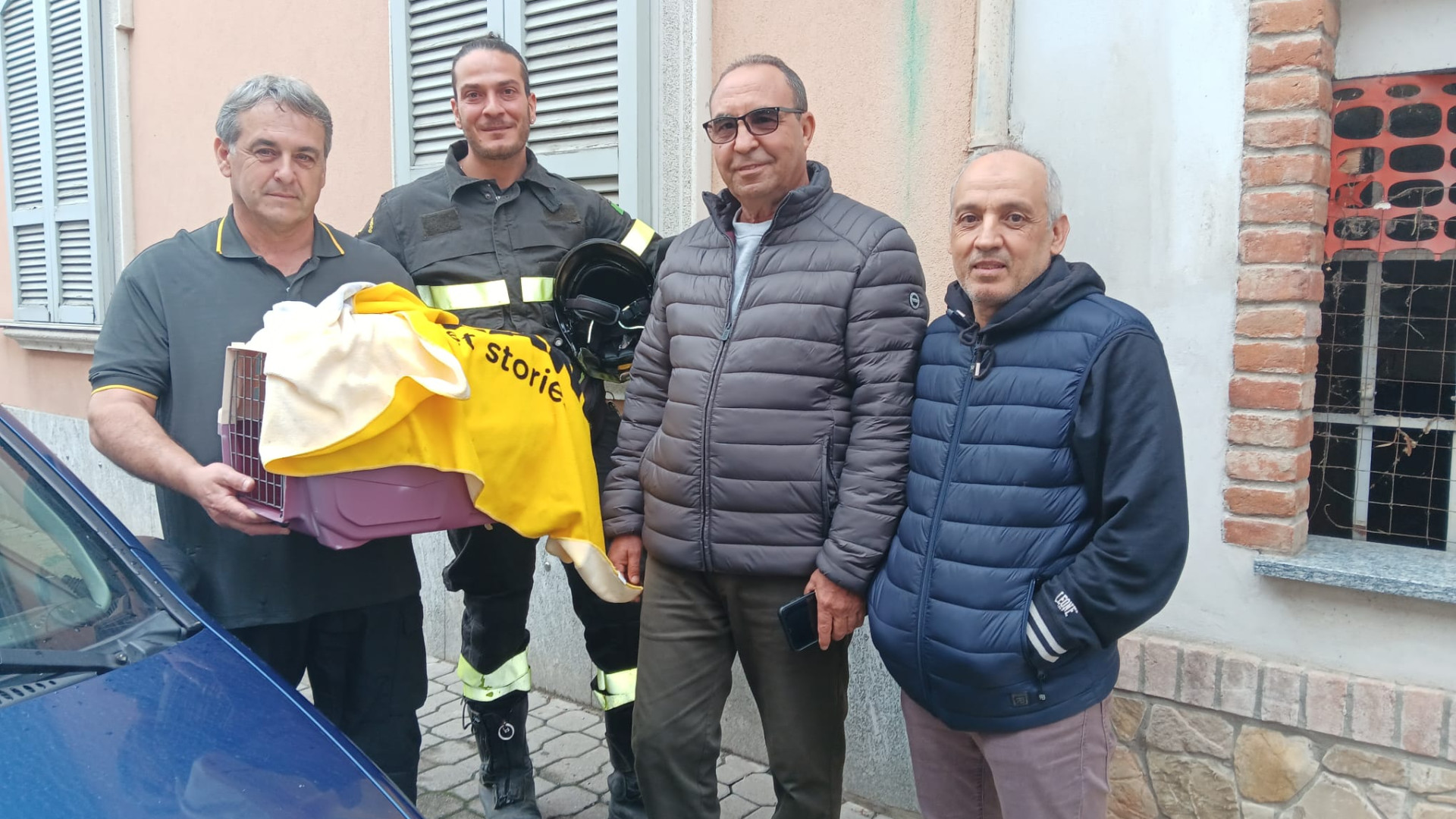 Castel San Giovanni, gatto incastrato nel cofano di un'auto: salvato dai pompieri