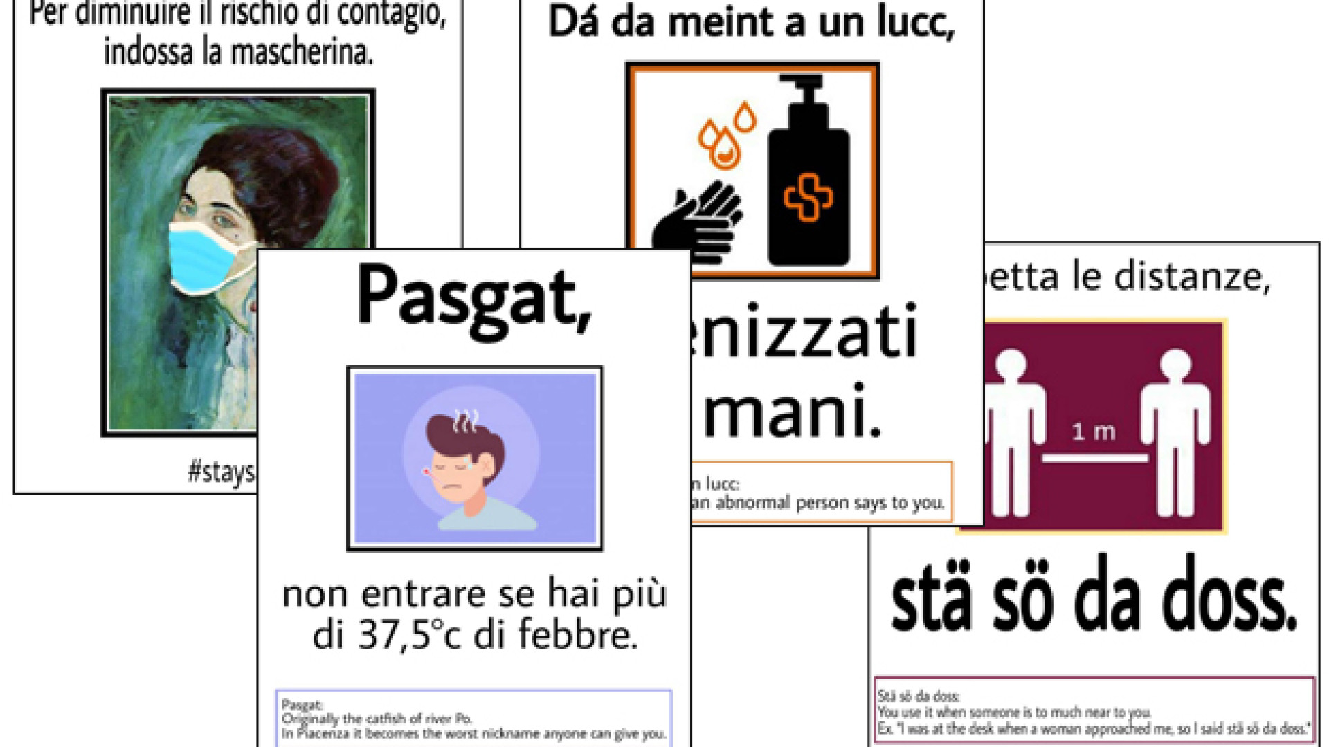 "Stä sö da doss": la fantasia degli studenti nei cartelli contro il Covid